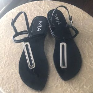 Black leather sandals